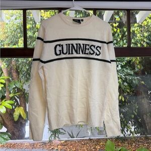 Guinness Official RARE Vintage Cream Knit Sweater XS Unisex Irish Beer Logo